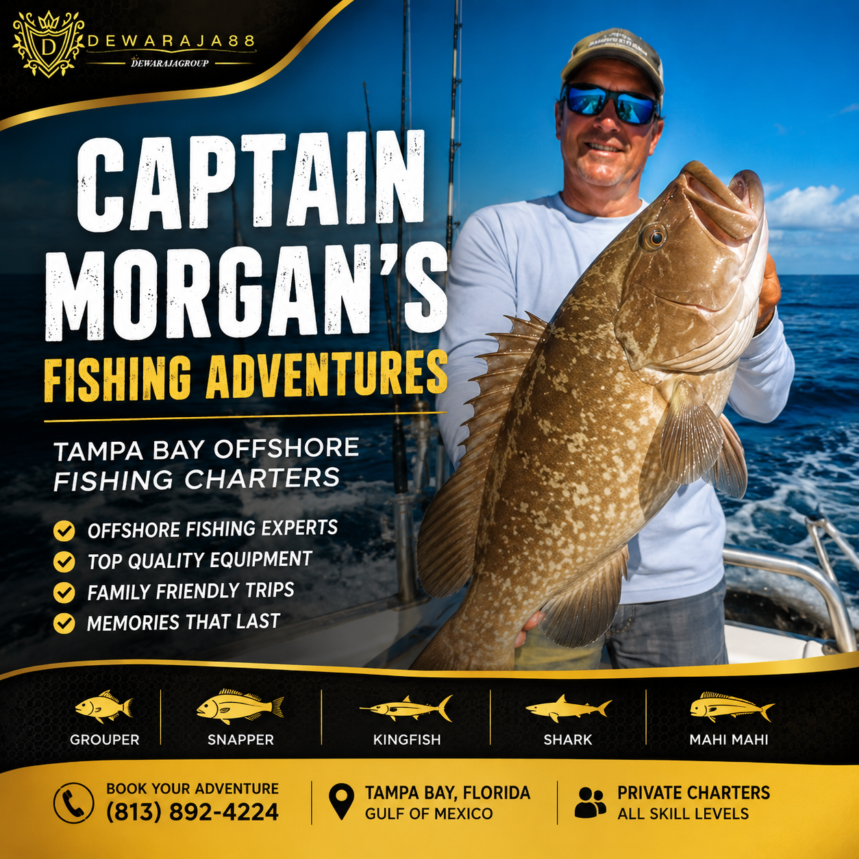 Captain Morgan's Fishing Adventures Tampa Bay offshore fishing charter banner